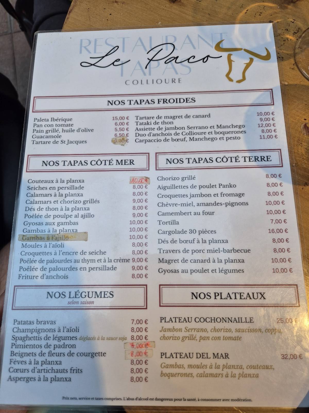Menu de Paco