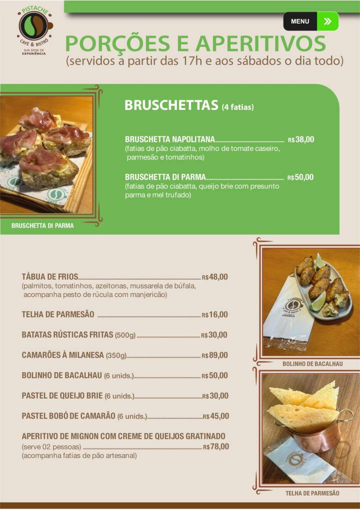 Pistache Café cardápio