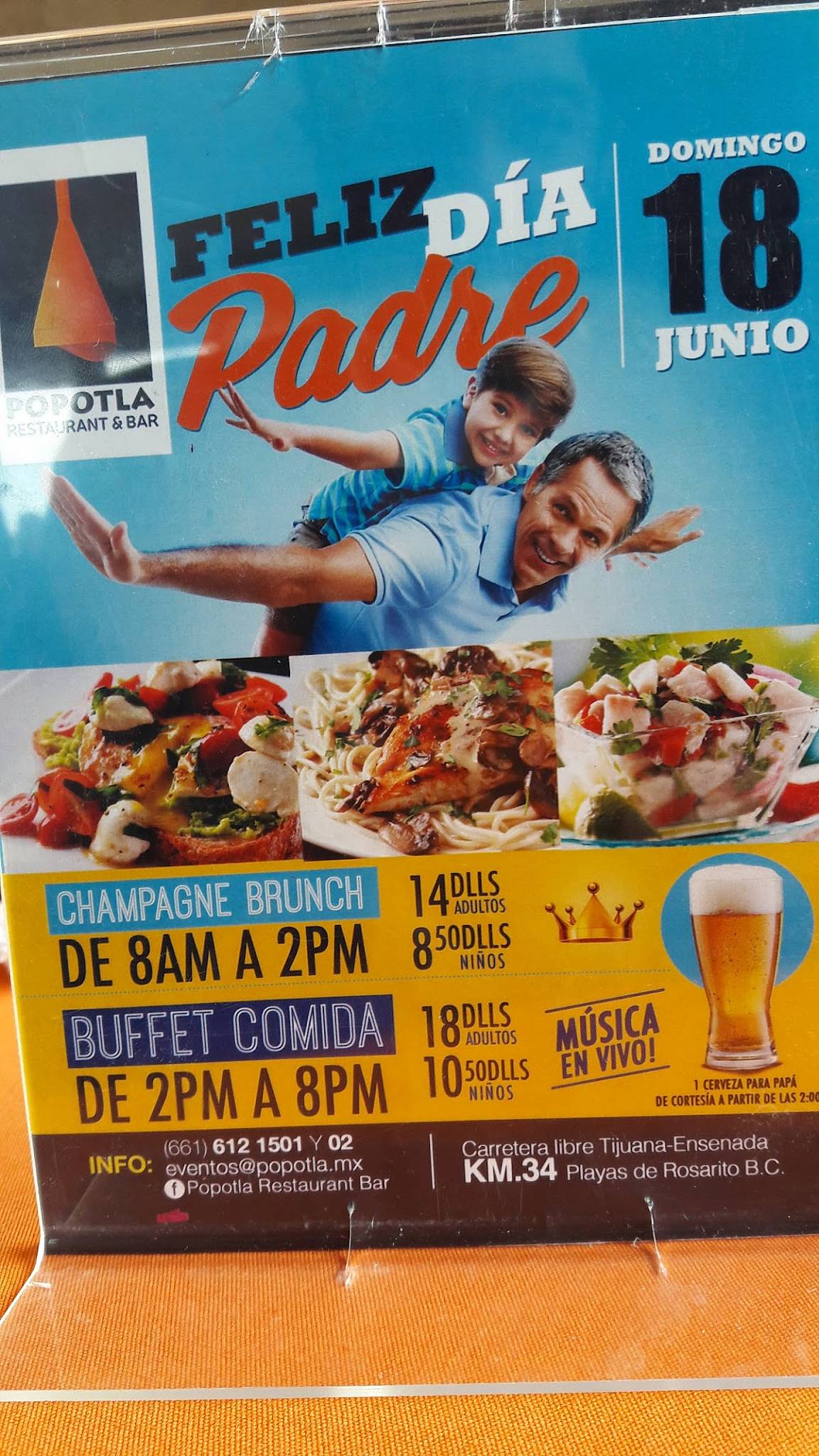 Carta de Restaurant&Bar Popotla, Rosarito