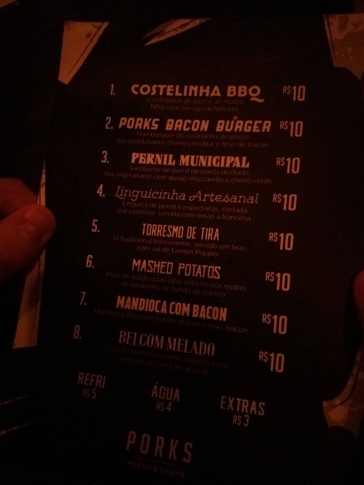 Porks - Museu do Olho cardápio