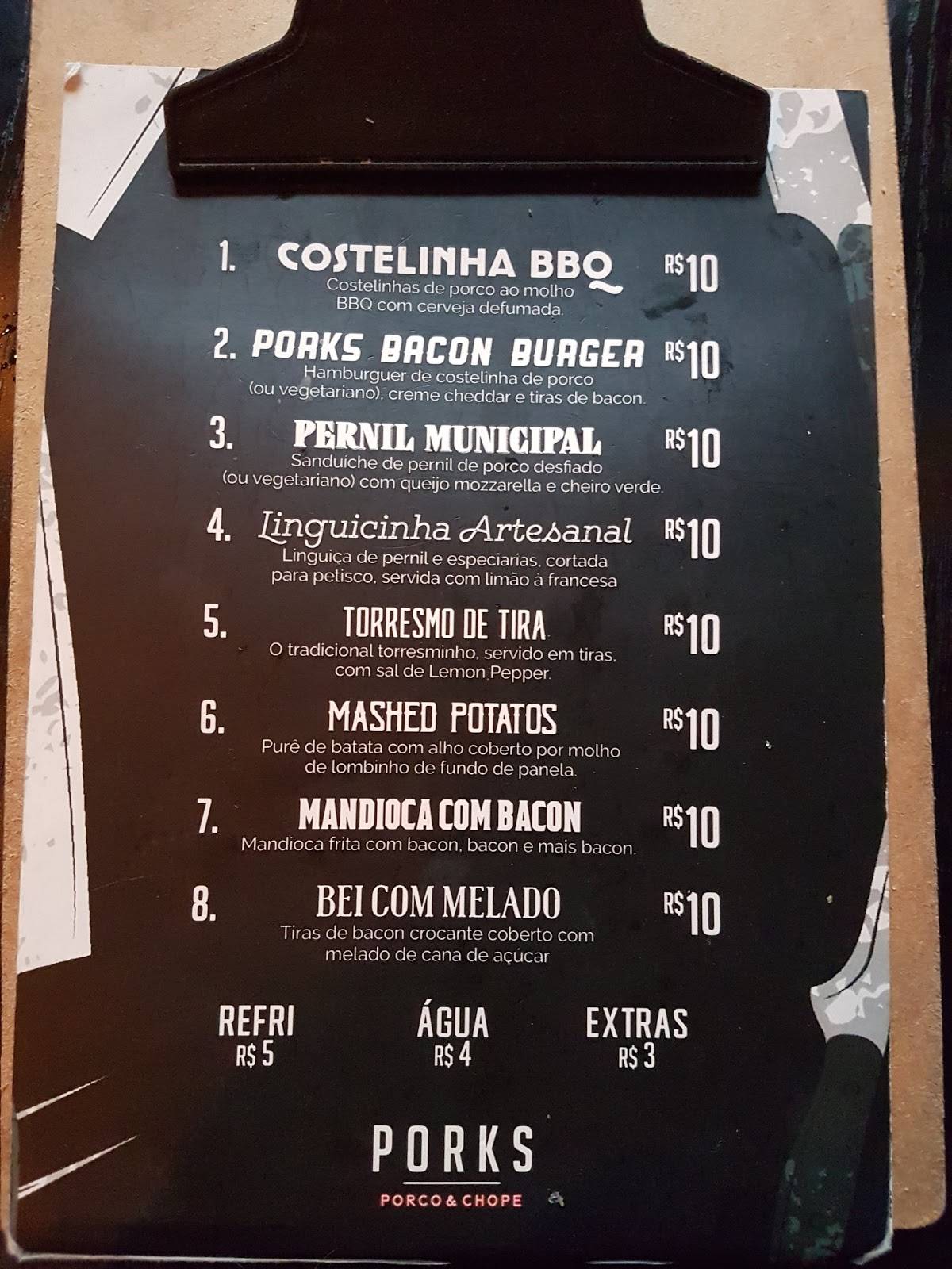 Porks - Museu do Olho cardápio