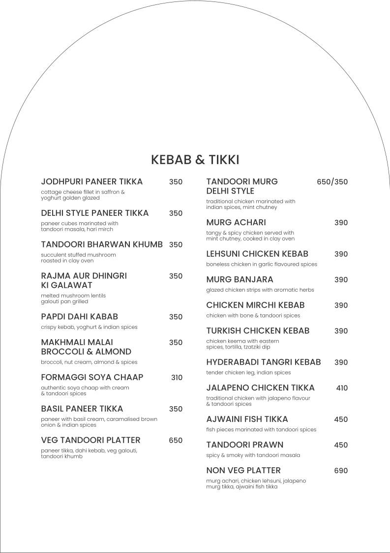 Prana Bar & Kitchen menu
