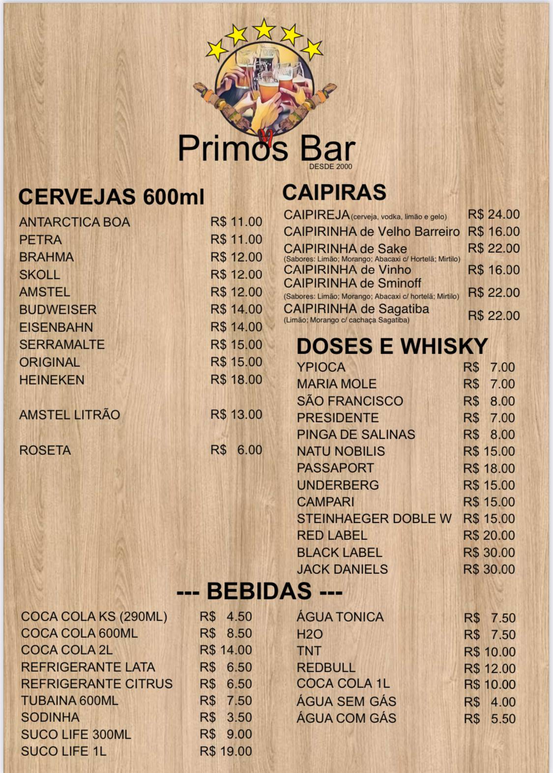 Primos Bar cardápio