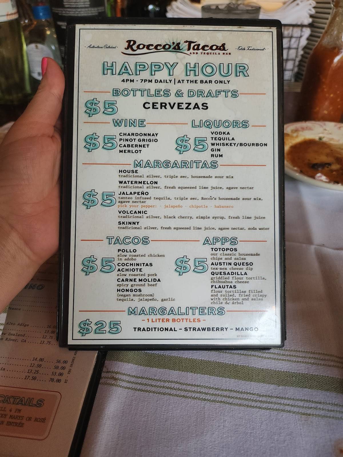Menu at Rocco's Tacos & Tequila Bar, Palm Beach Gardens