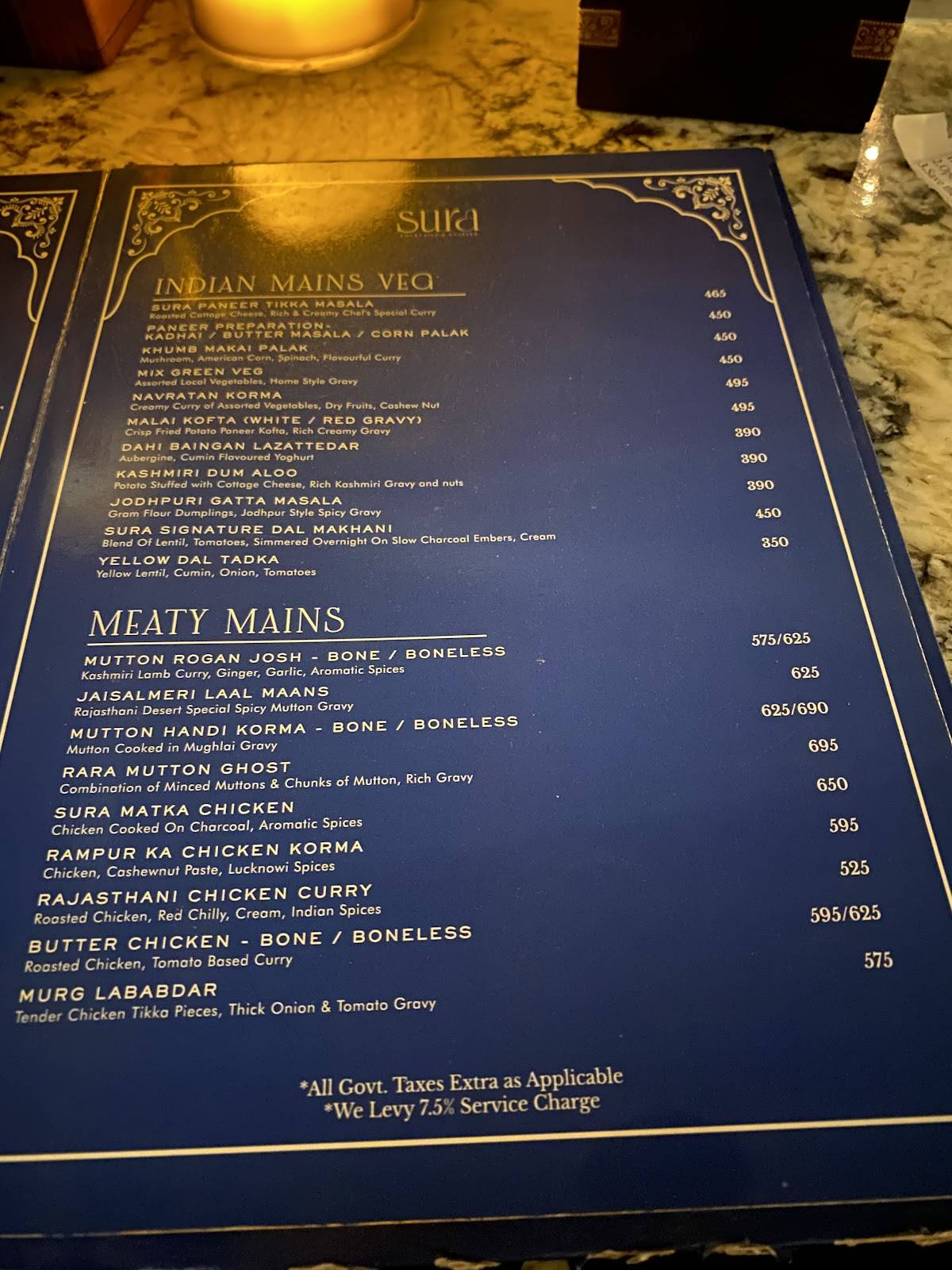 Sura - Cocktails & Cuisine menu
