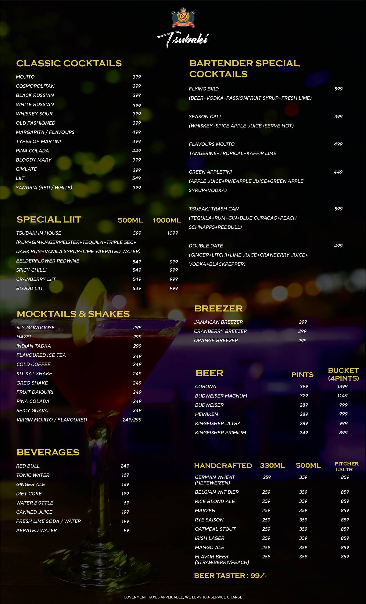 TSUBAKI - ROYAL OAK menu