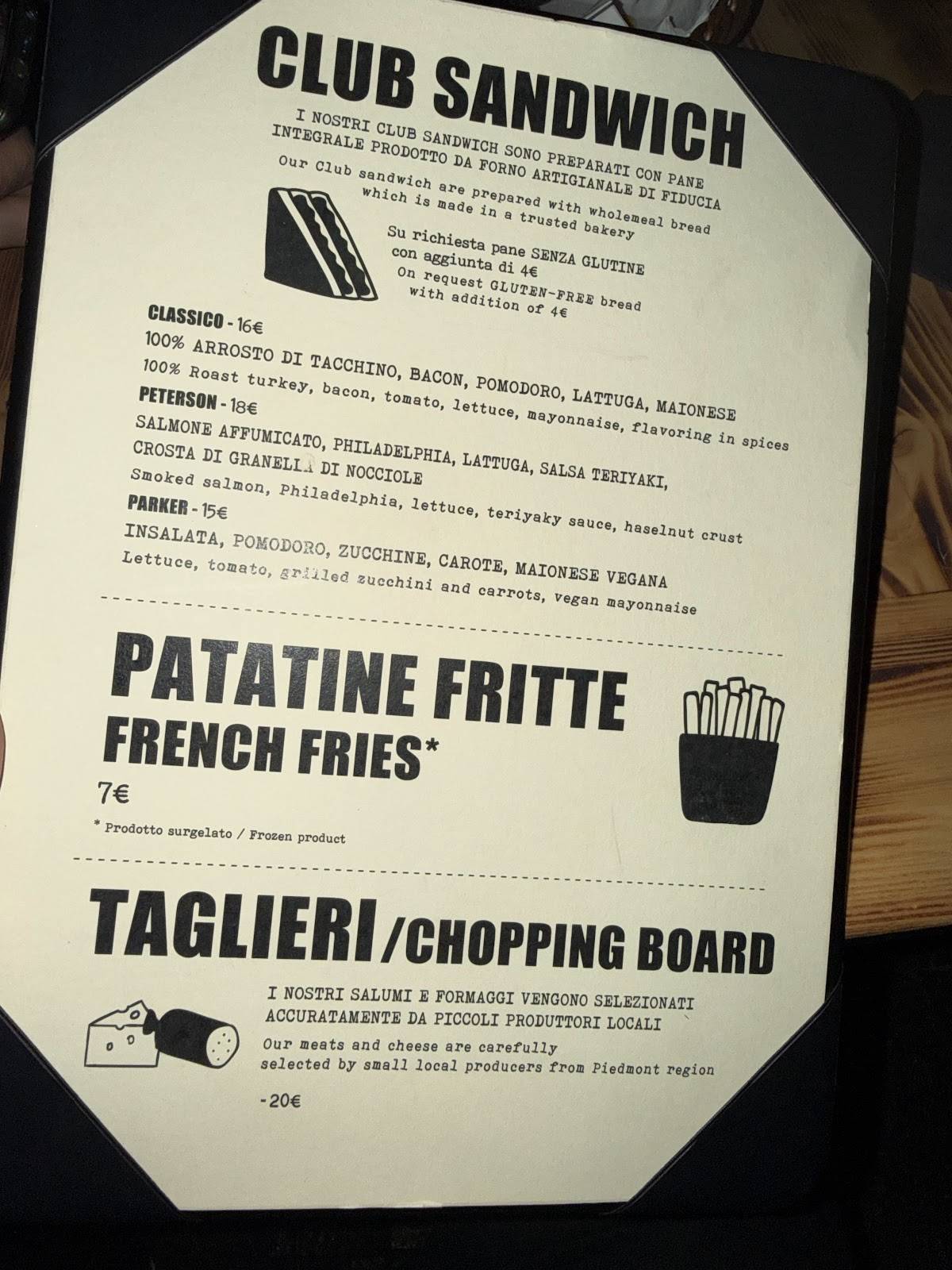 Menu di T·Club Cocktail Bar 