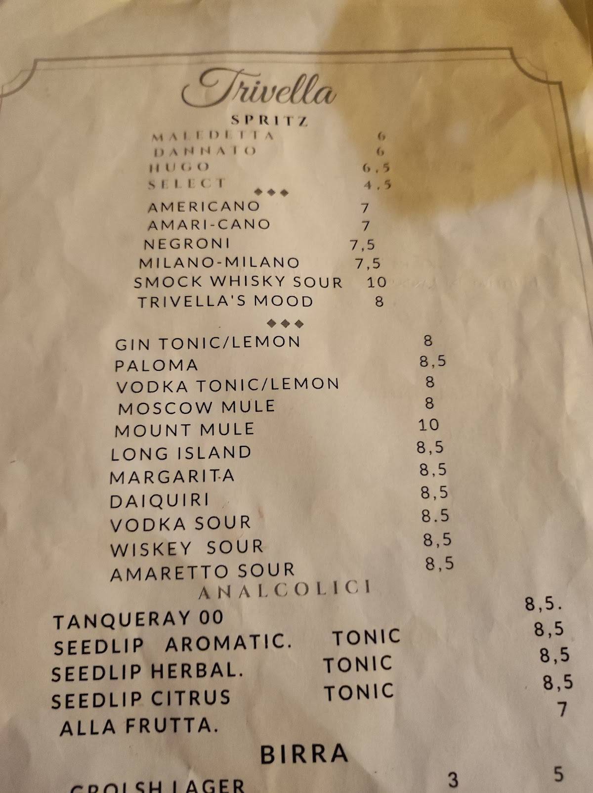 Menu di Trivella Kitchen 