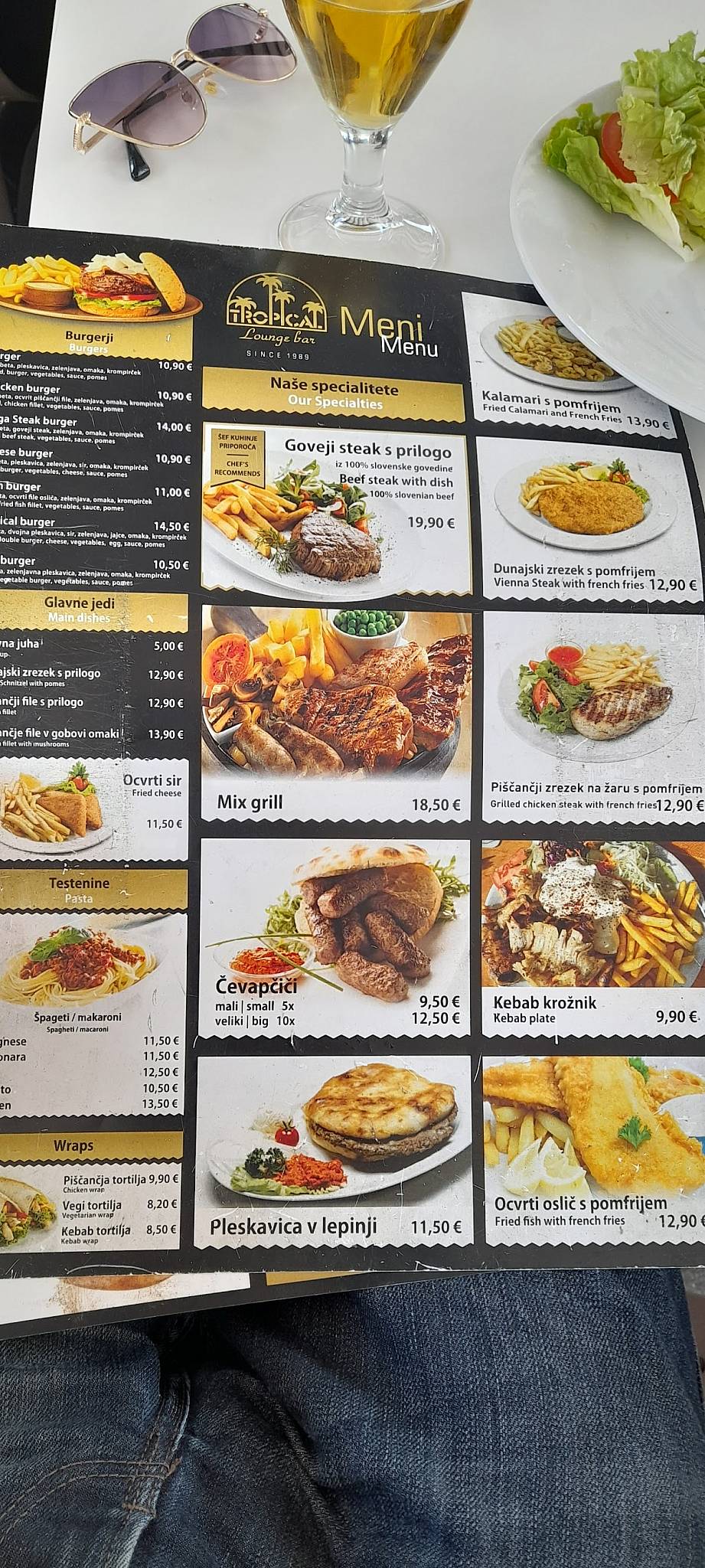 Menu de Tropical bar