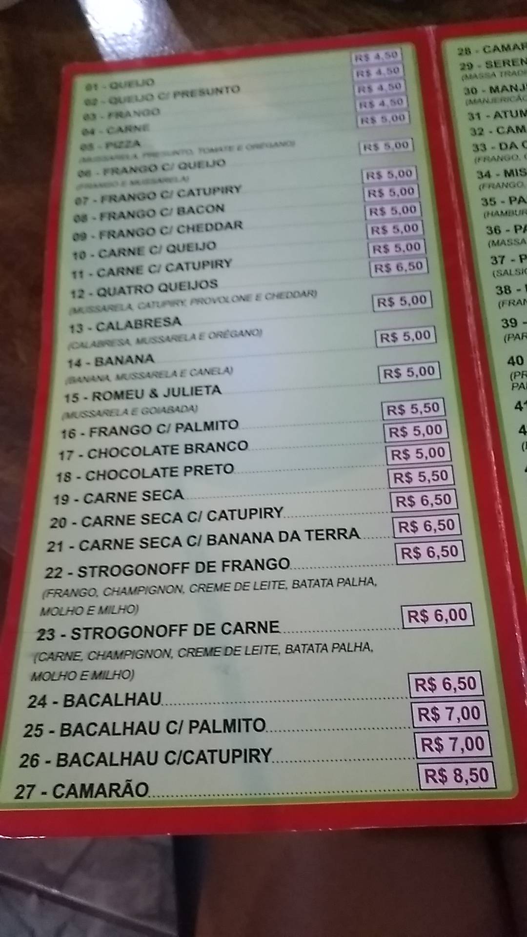 Vailtos Bar cardápio