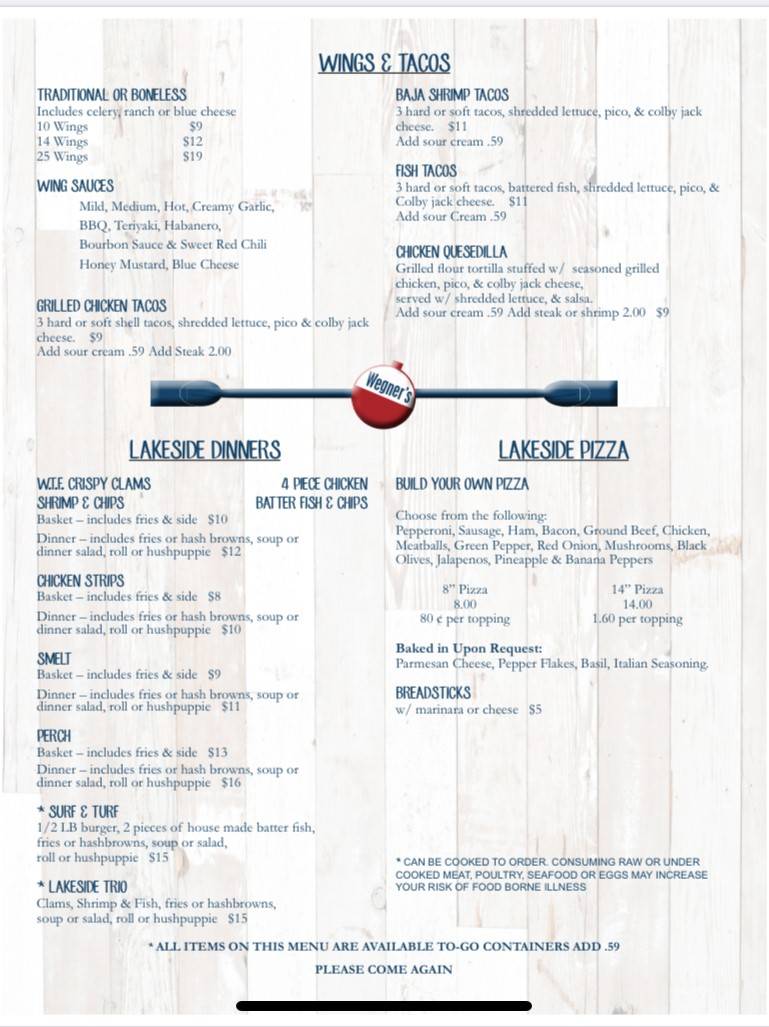 Menu at Barron Lakeside Bar & Grill, Niles