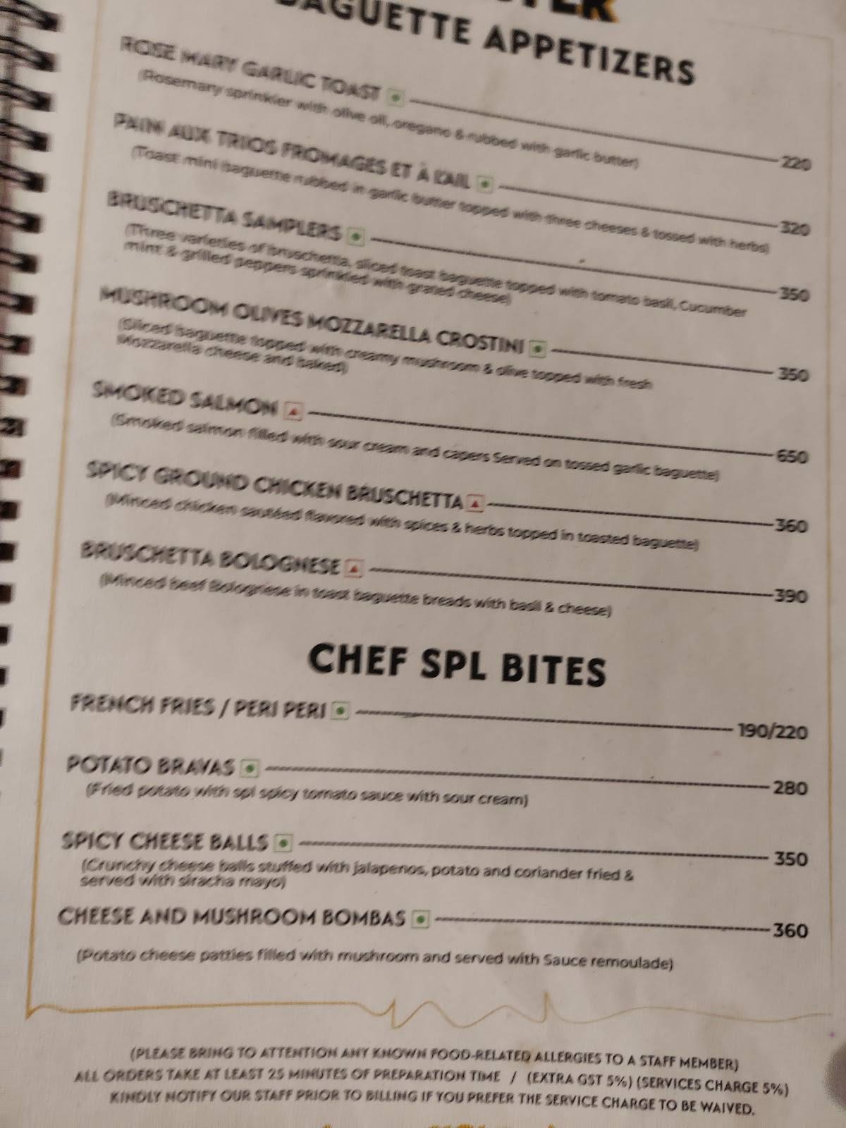 Les Saveurs menu