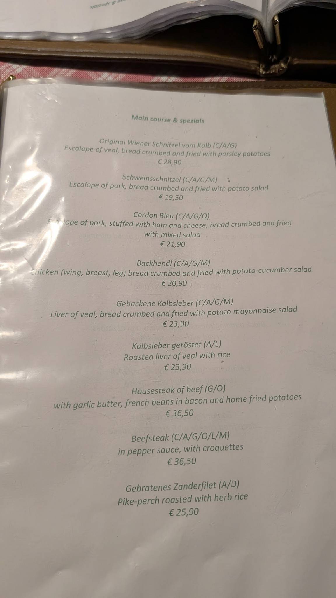Menu de Puerstner