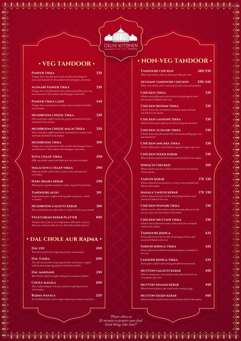 Delhi Kitchen menu