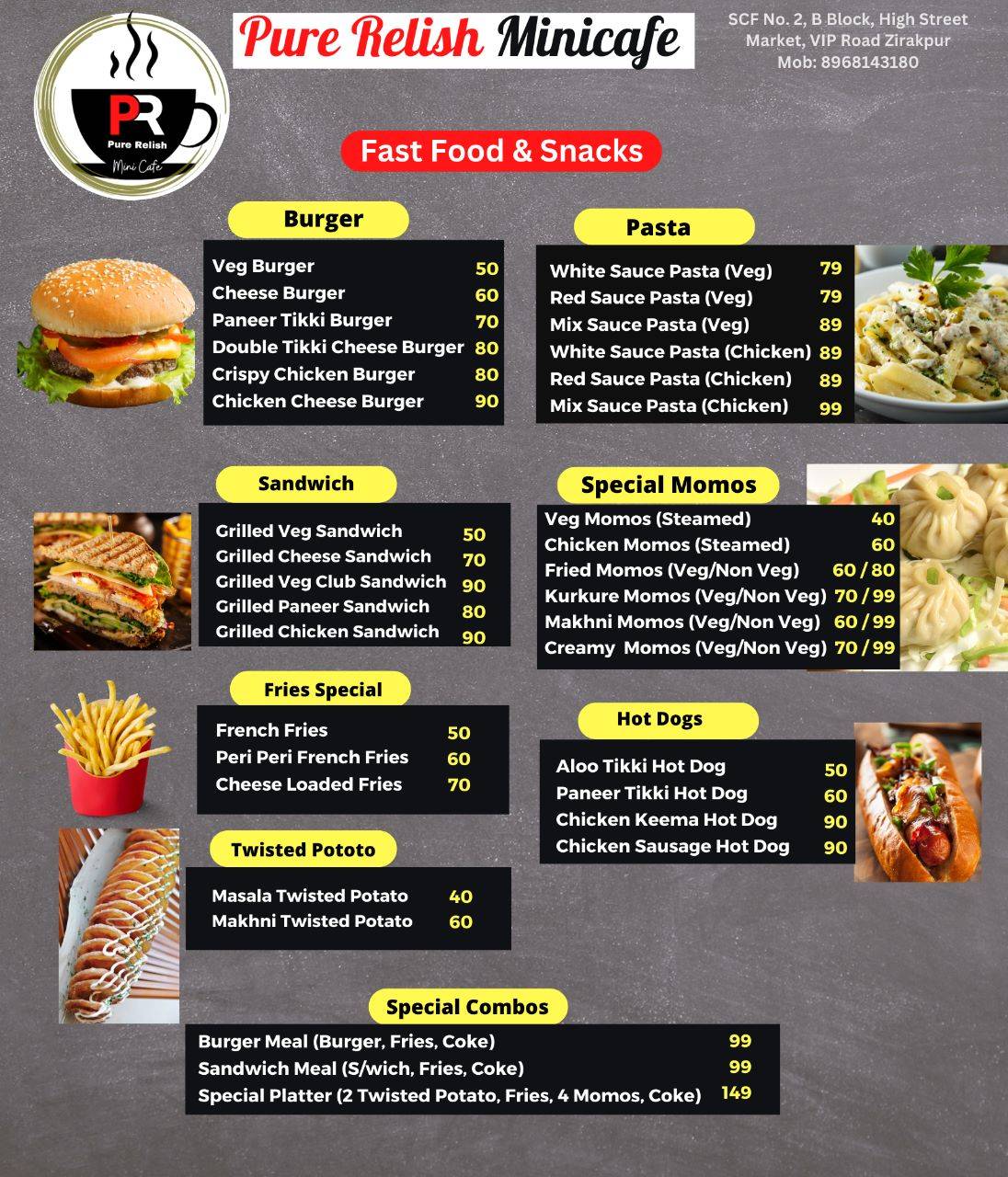 Pure Relish MiniCafe menu