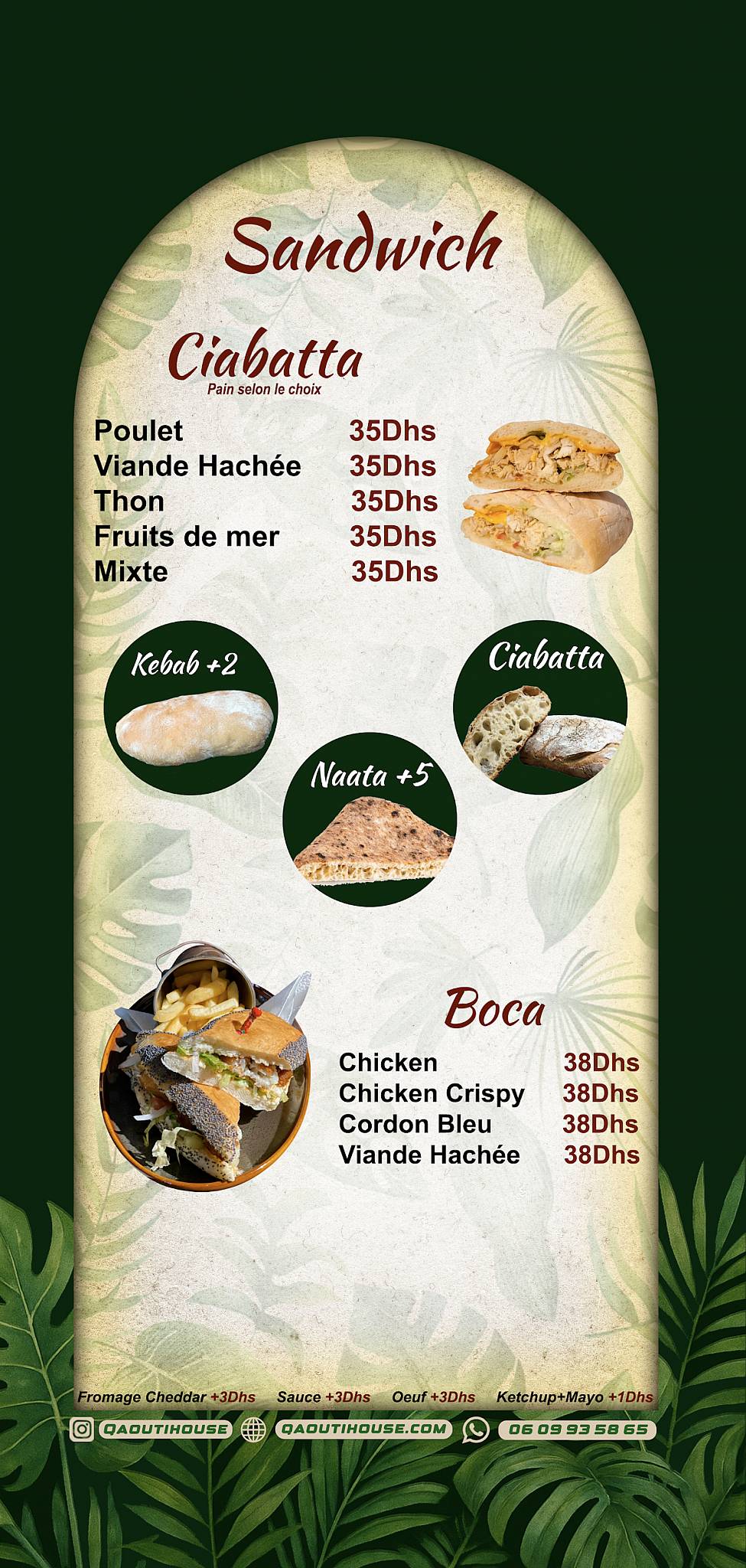 Menu de Qaouti house