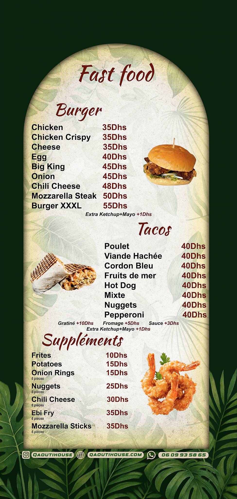 Menu de Qaouti house