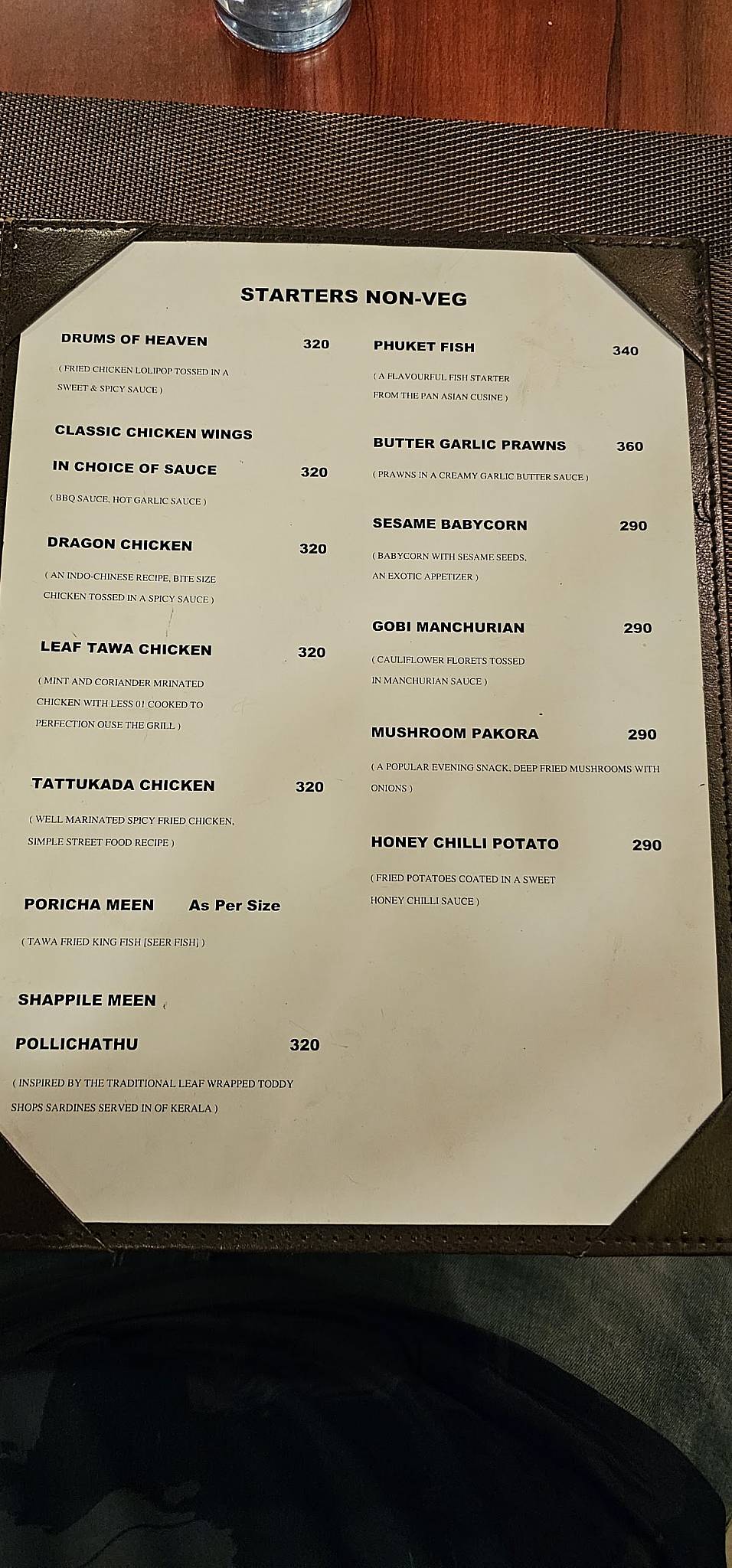 Quality Restaurant menu