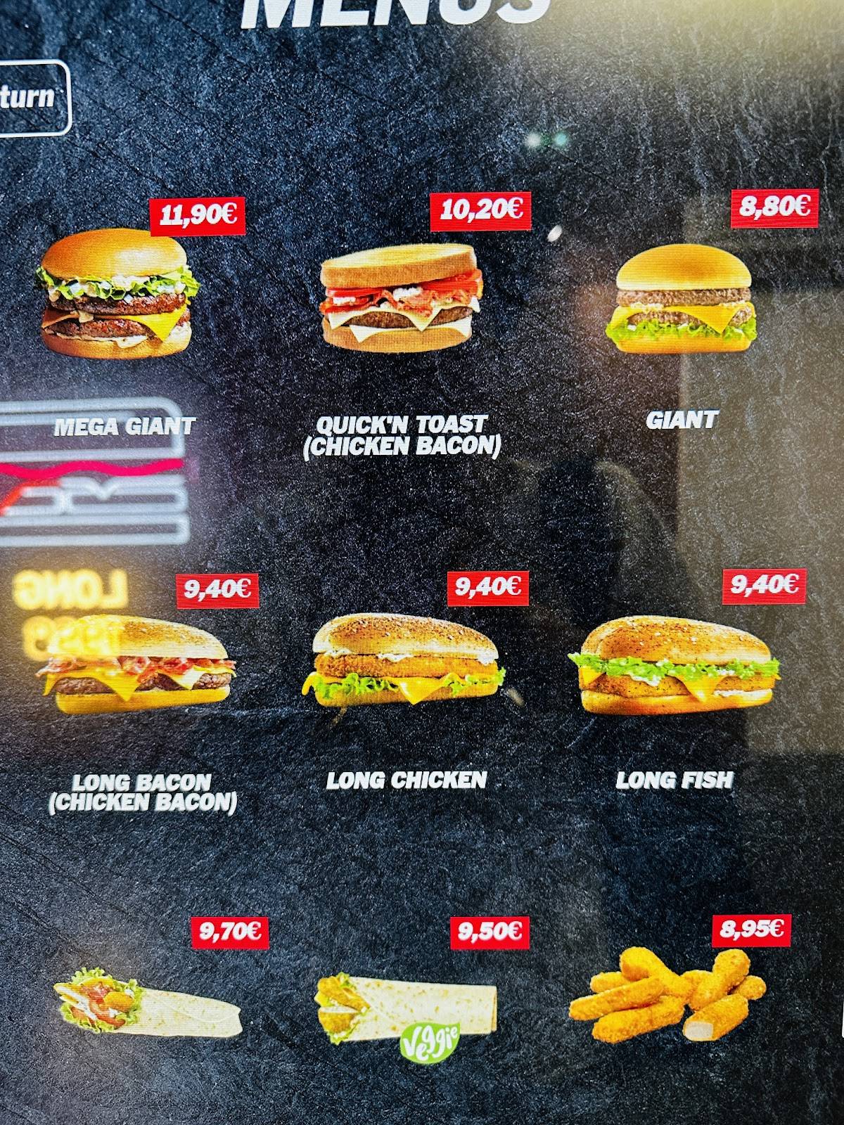 Menu de Quick Champs-Elysées 2