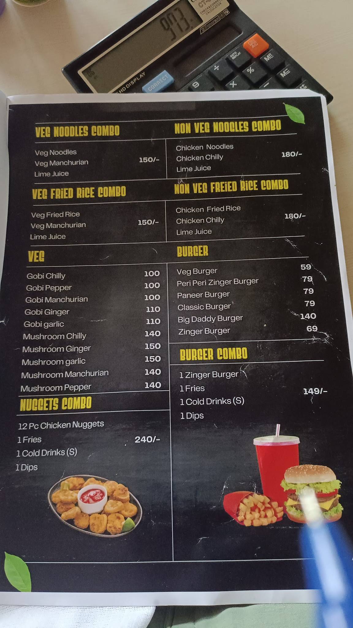 Quick bites menu