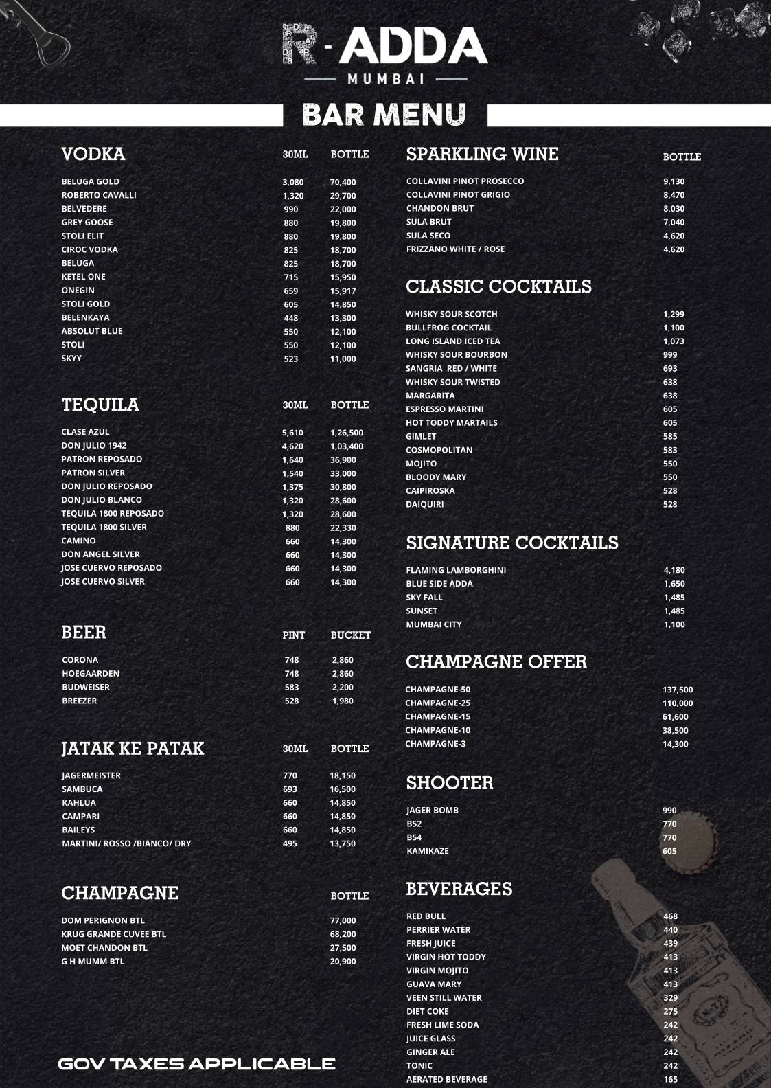 R Adda menu