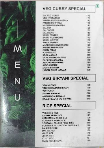 RAJA BHOJANA Veg menu