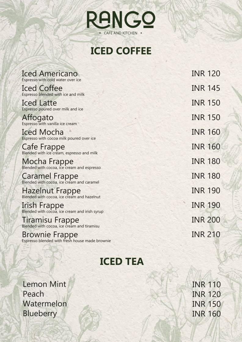 Rango Cafe & Kitchen (Best Cafe in Vaishali) menu