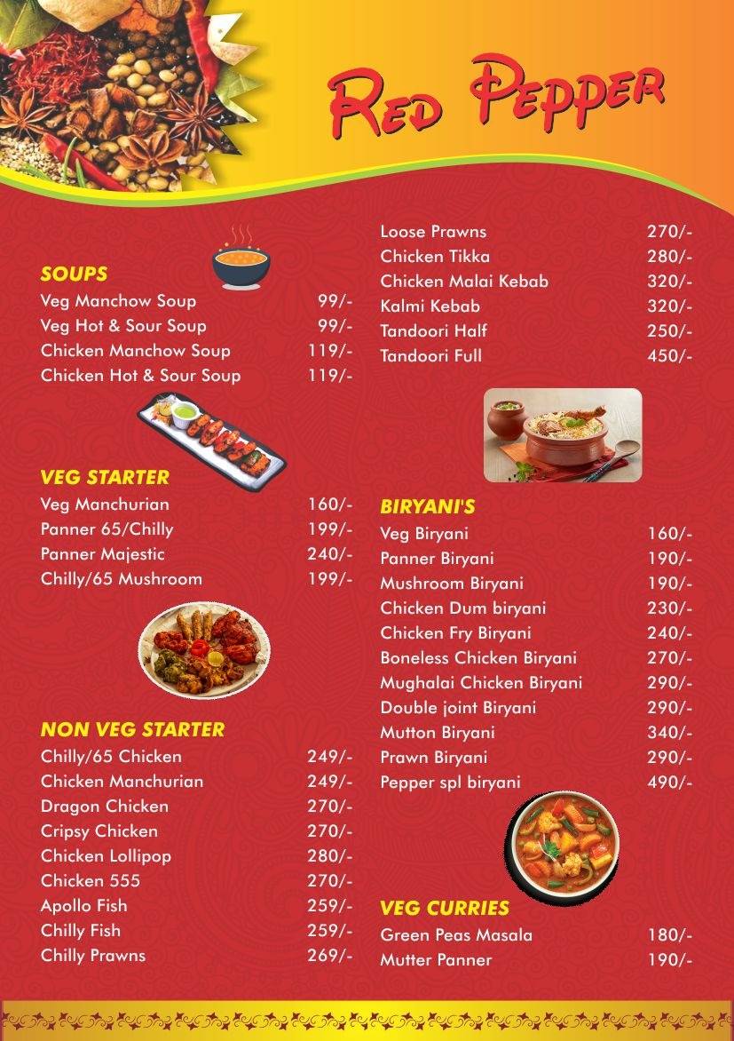 RED PEPPER FAMILY RESTAURANT menu