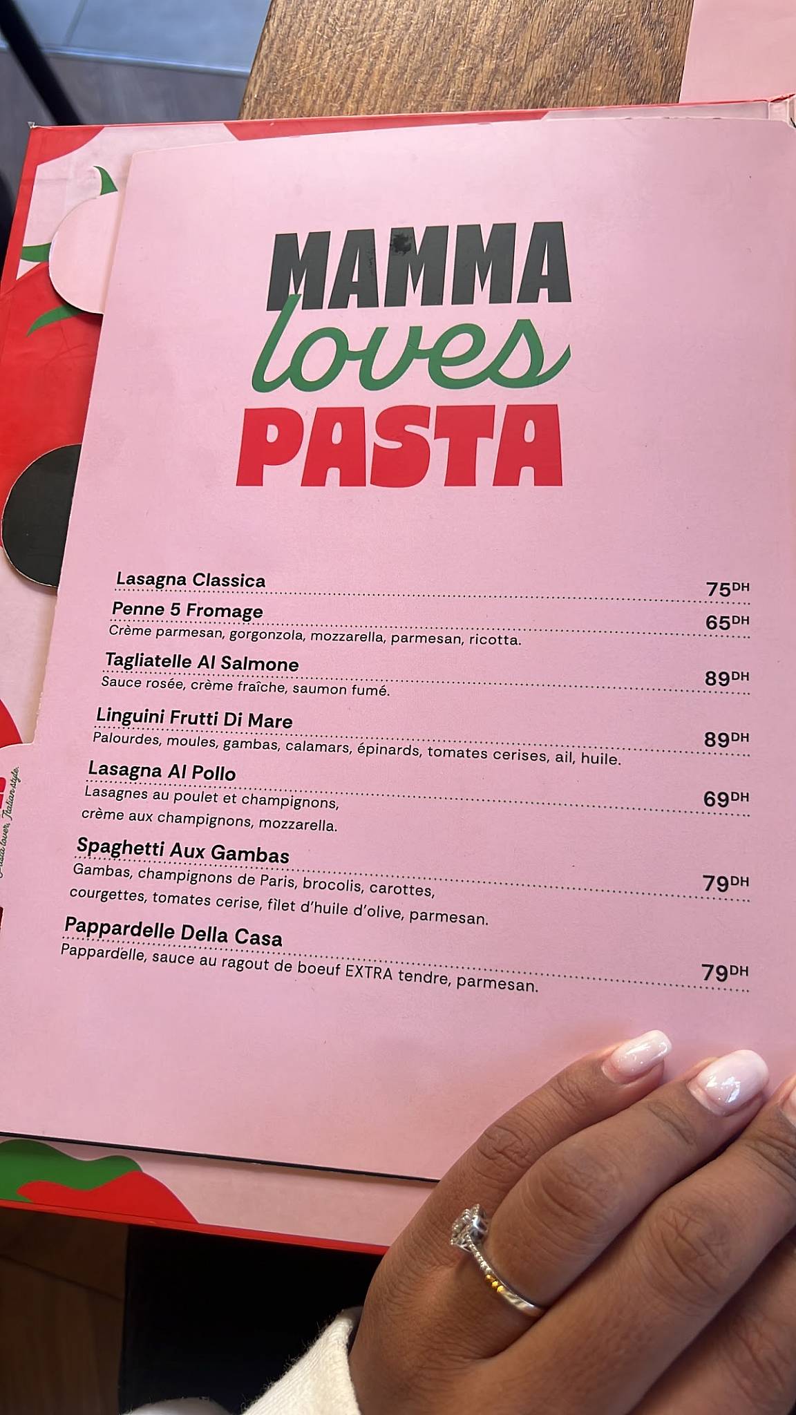 Menu de Little Mamma