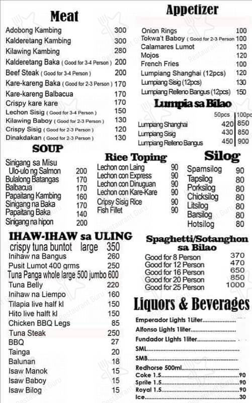 Menu at Rackuz Home of the Best Crispy Pata pub & bar, Quezon City, 12