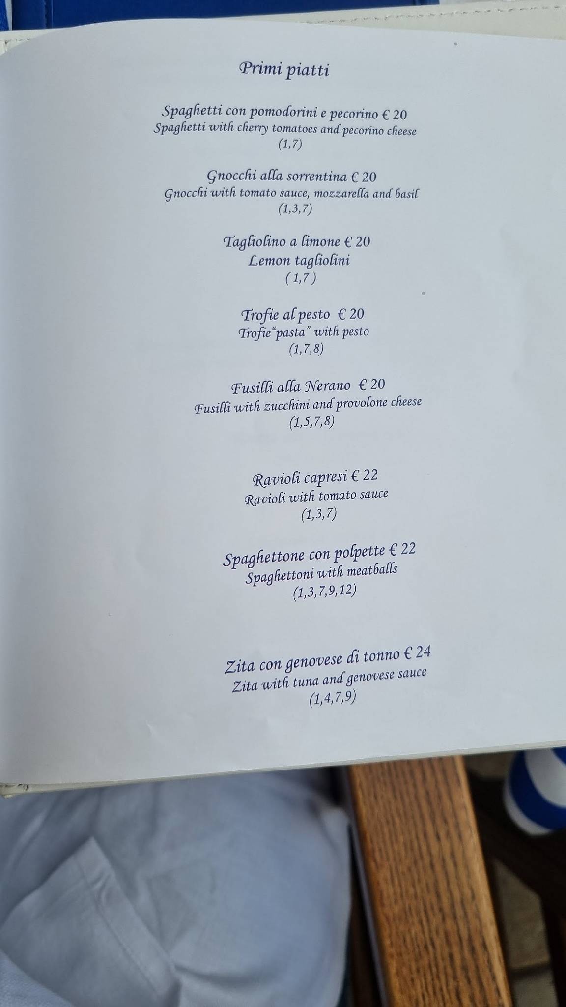 Menu di Rada Beach Ristorante 