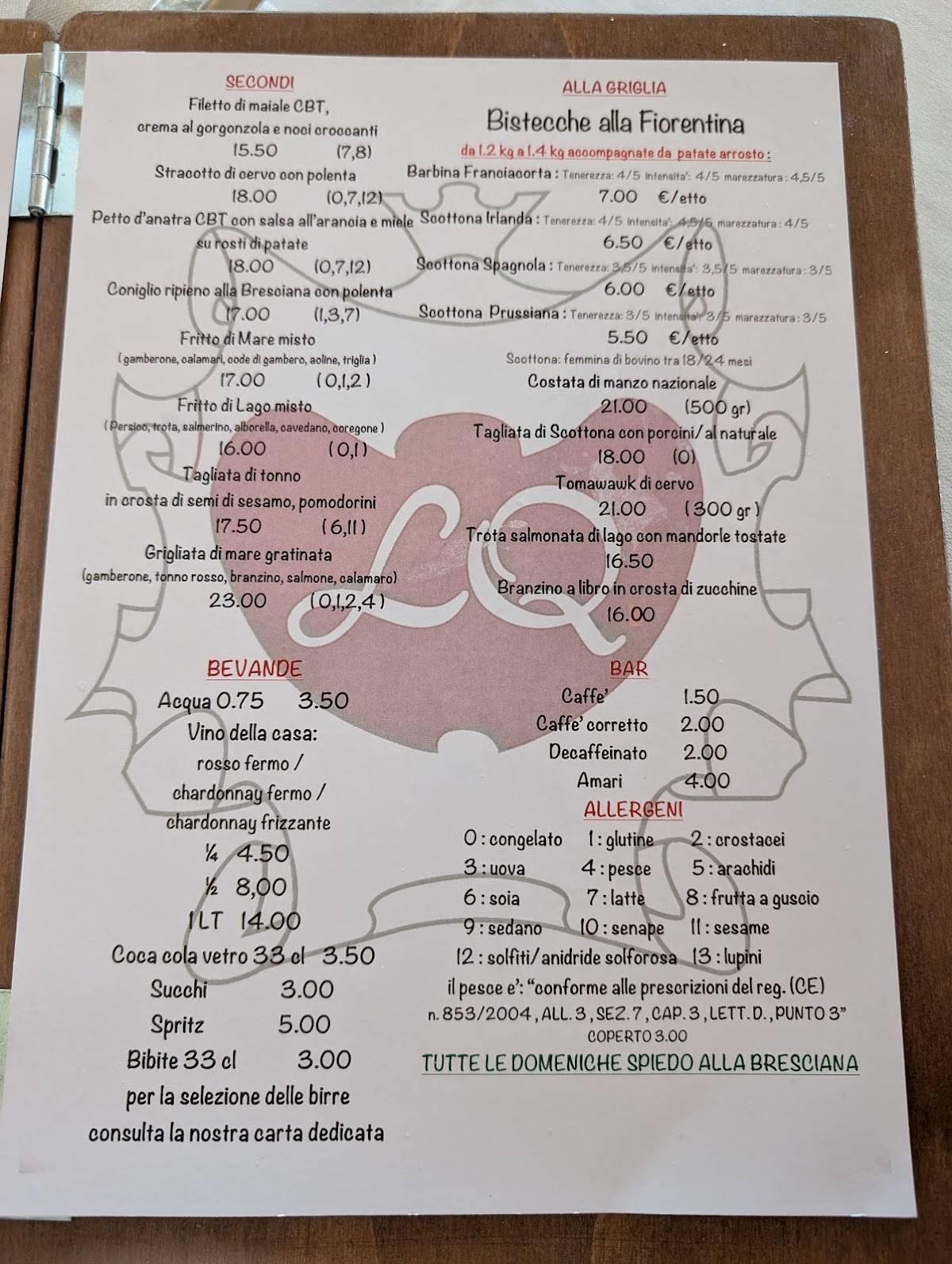 Menu di Ristorante pizzeria La Quiete 