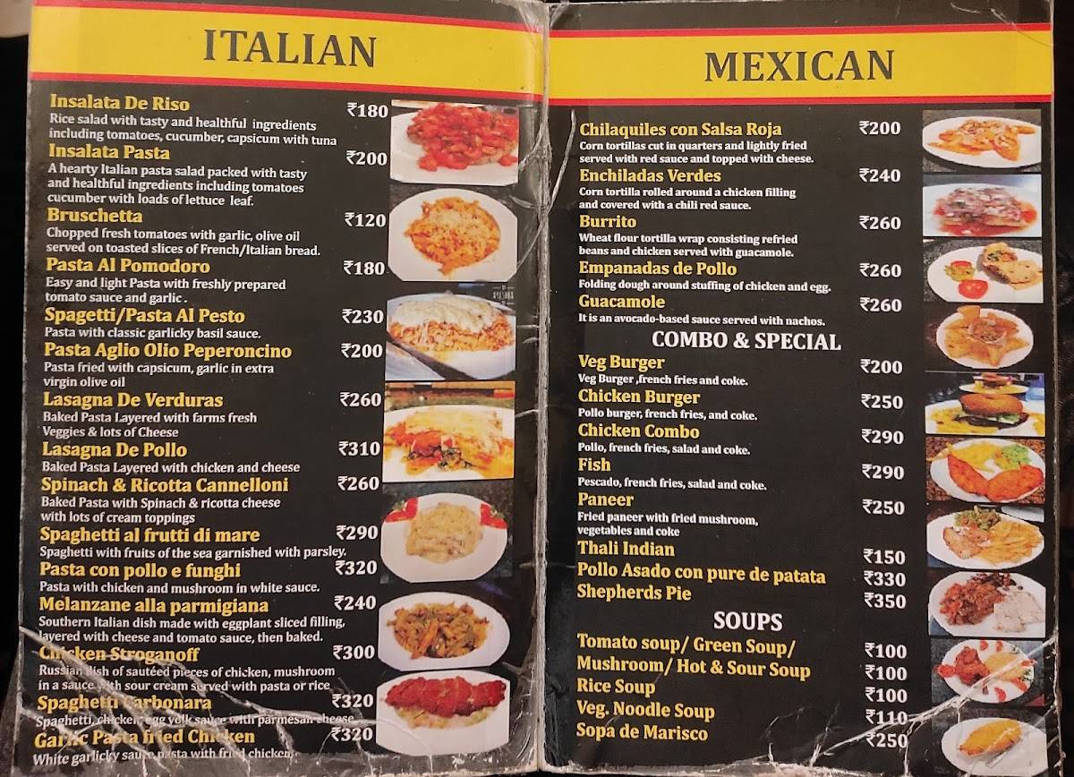 Raj's Spanish Cafe menu
