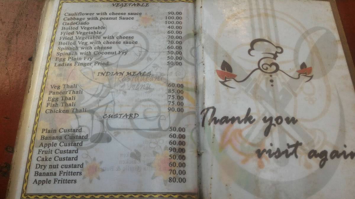 Raju's Restaurant menu
