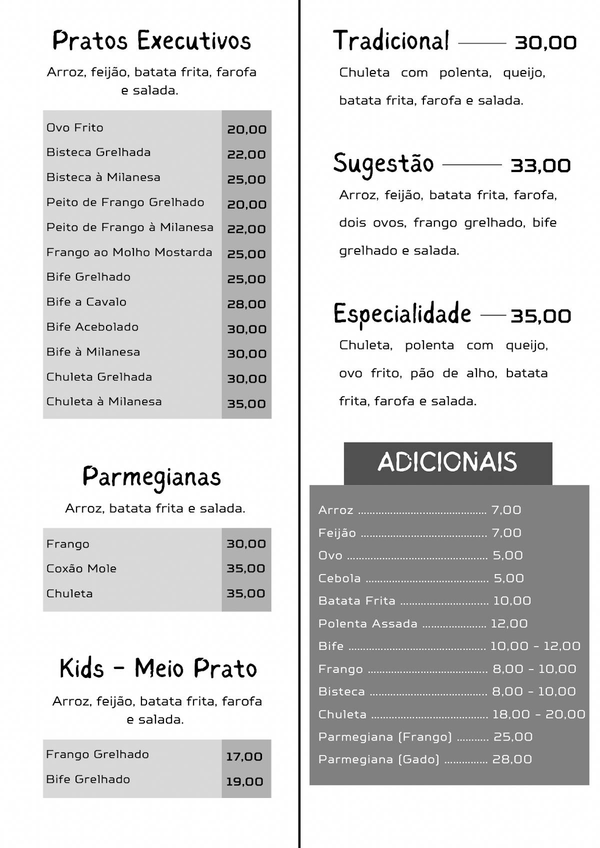 Rancho Grill Restaurante cardápio