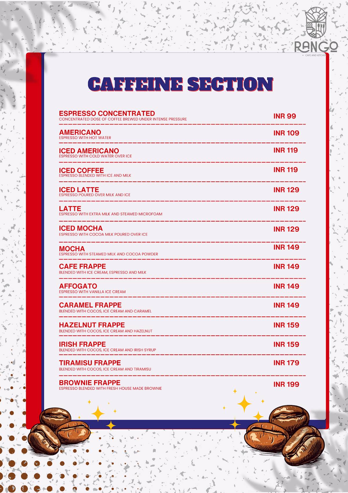 Rango Cafe & Kitchen (Best Cafe in Vaishali) menu