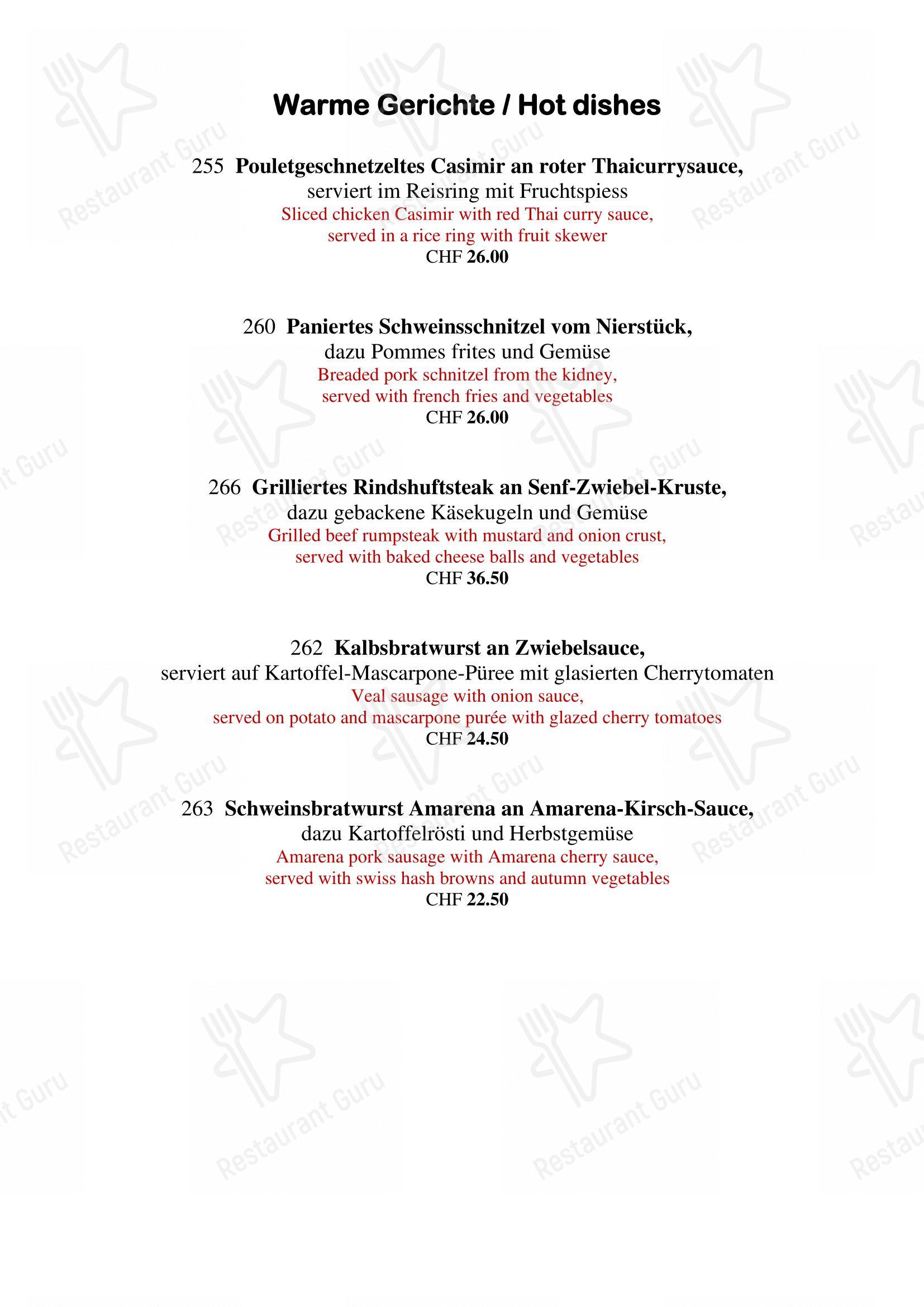 Menu pour Rathskeller Olten - Основное меню
