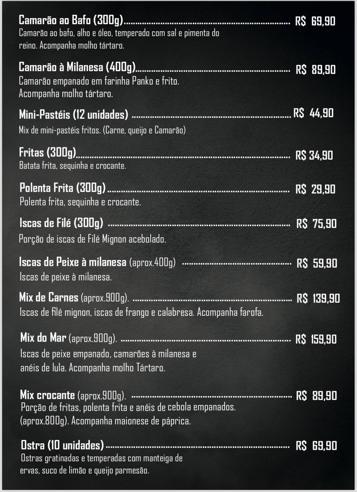 Recanto da Lagoa Gastro Bar cardápio