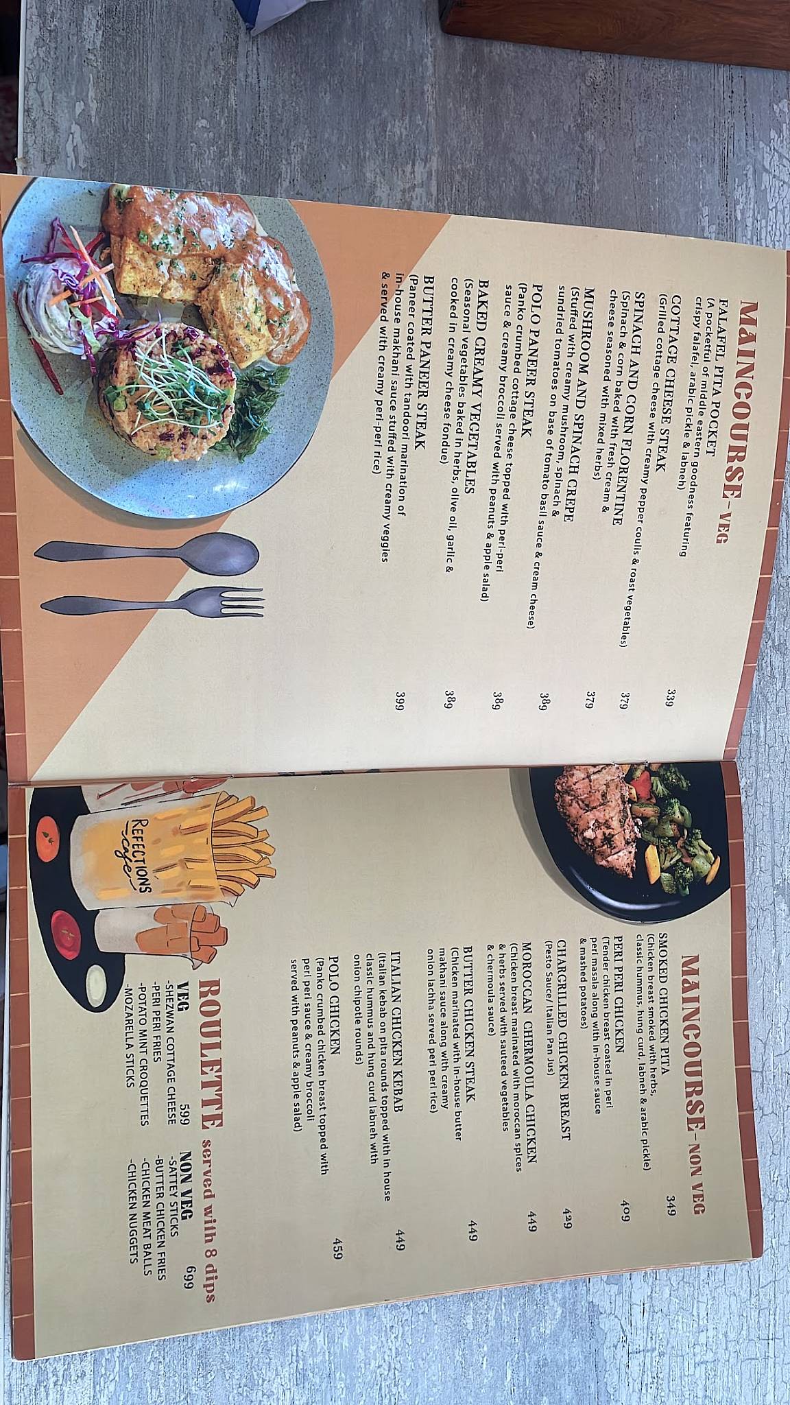 Refections Cafe, Malviya Nagar menu