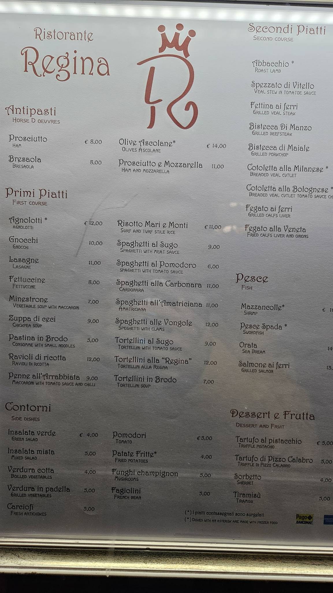 Menu di Ristorante Regina 