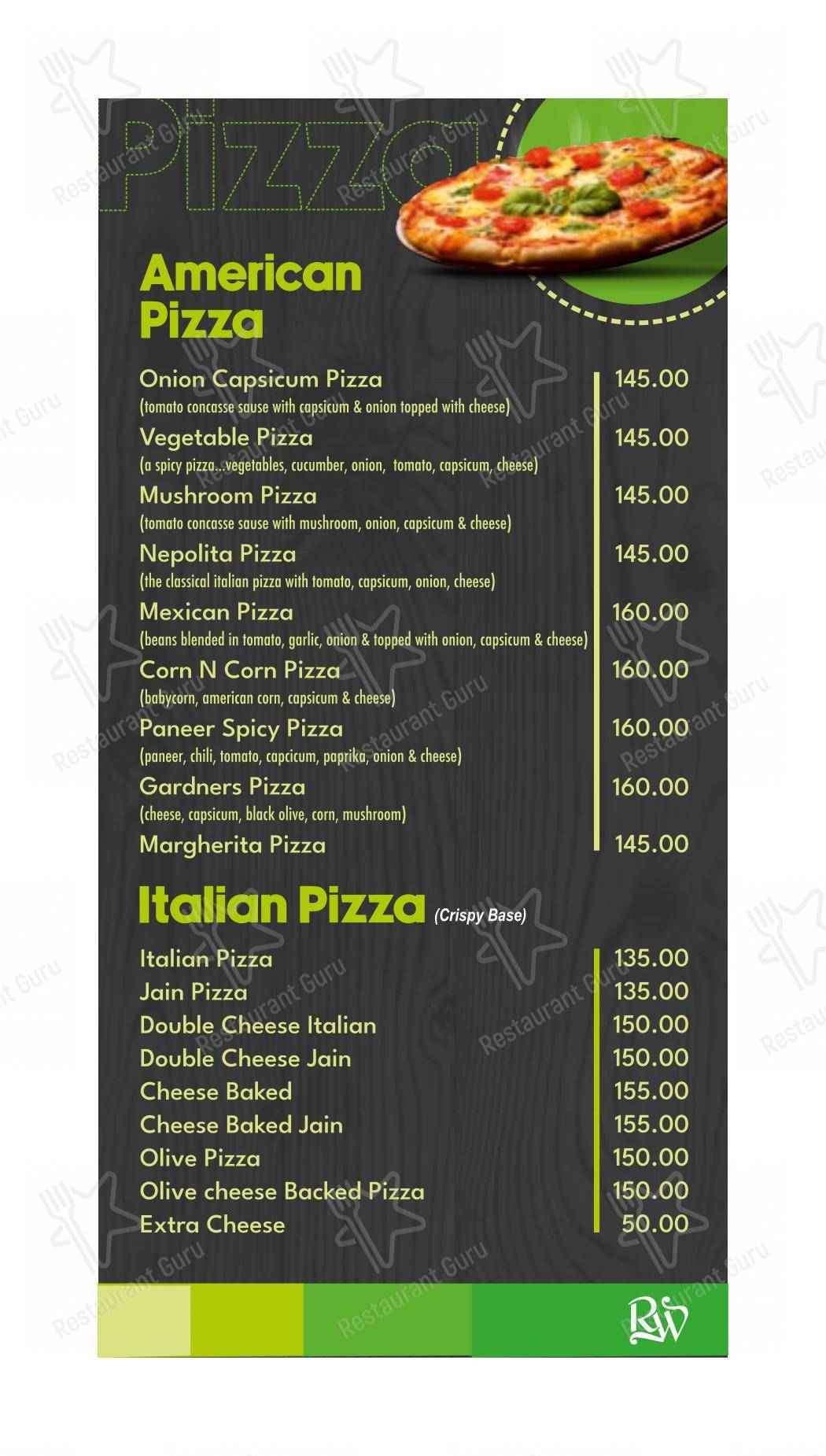 Menu for the Relish World restaurant