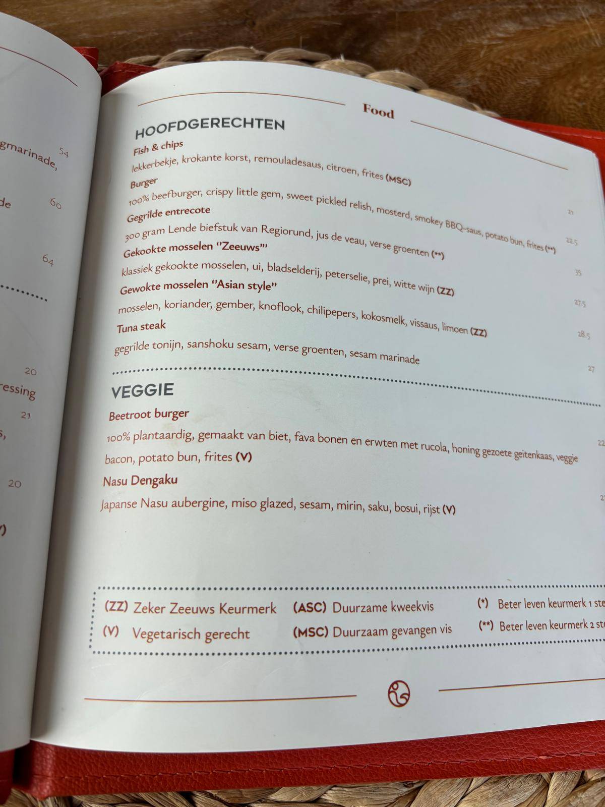 Menu de Strandclub Horizon