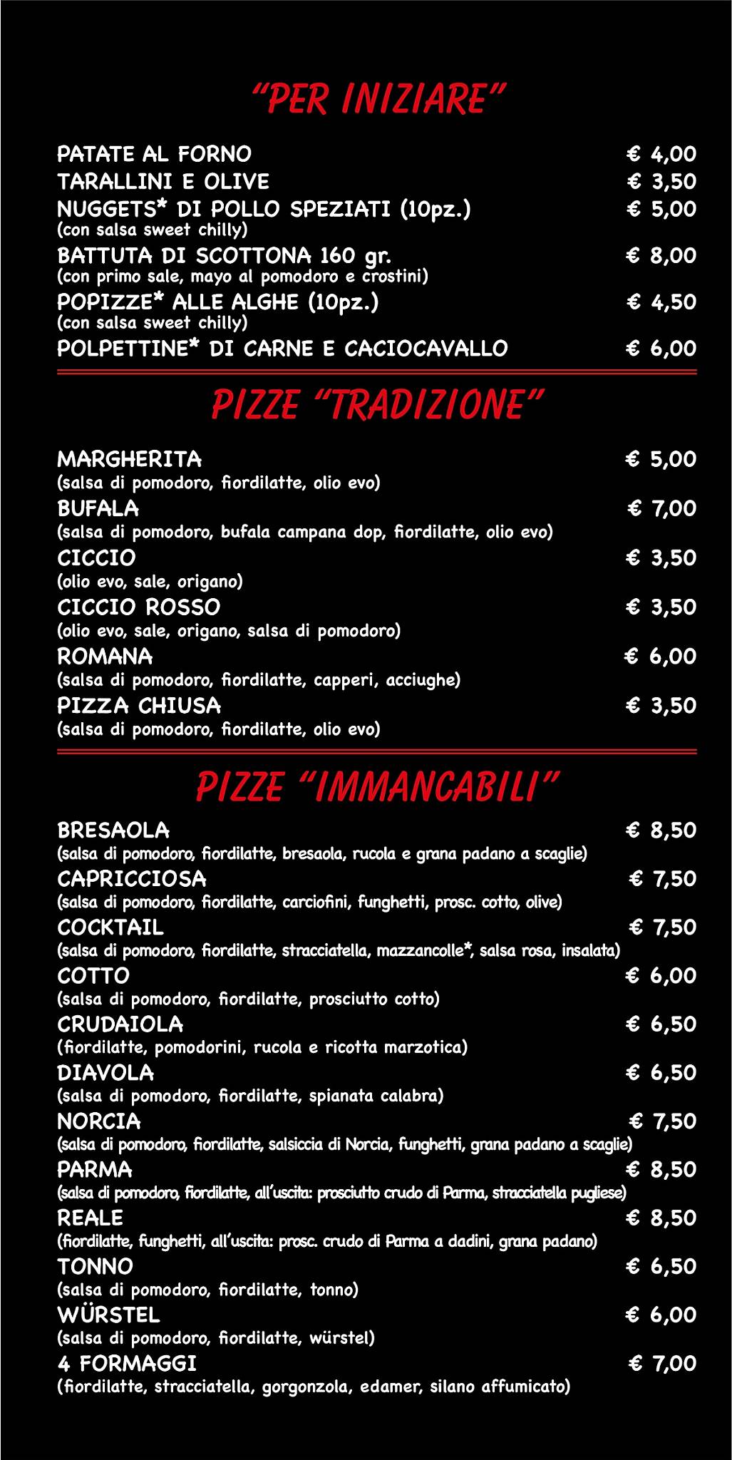 Menu di 300 Gradi pizza & food 