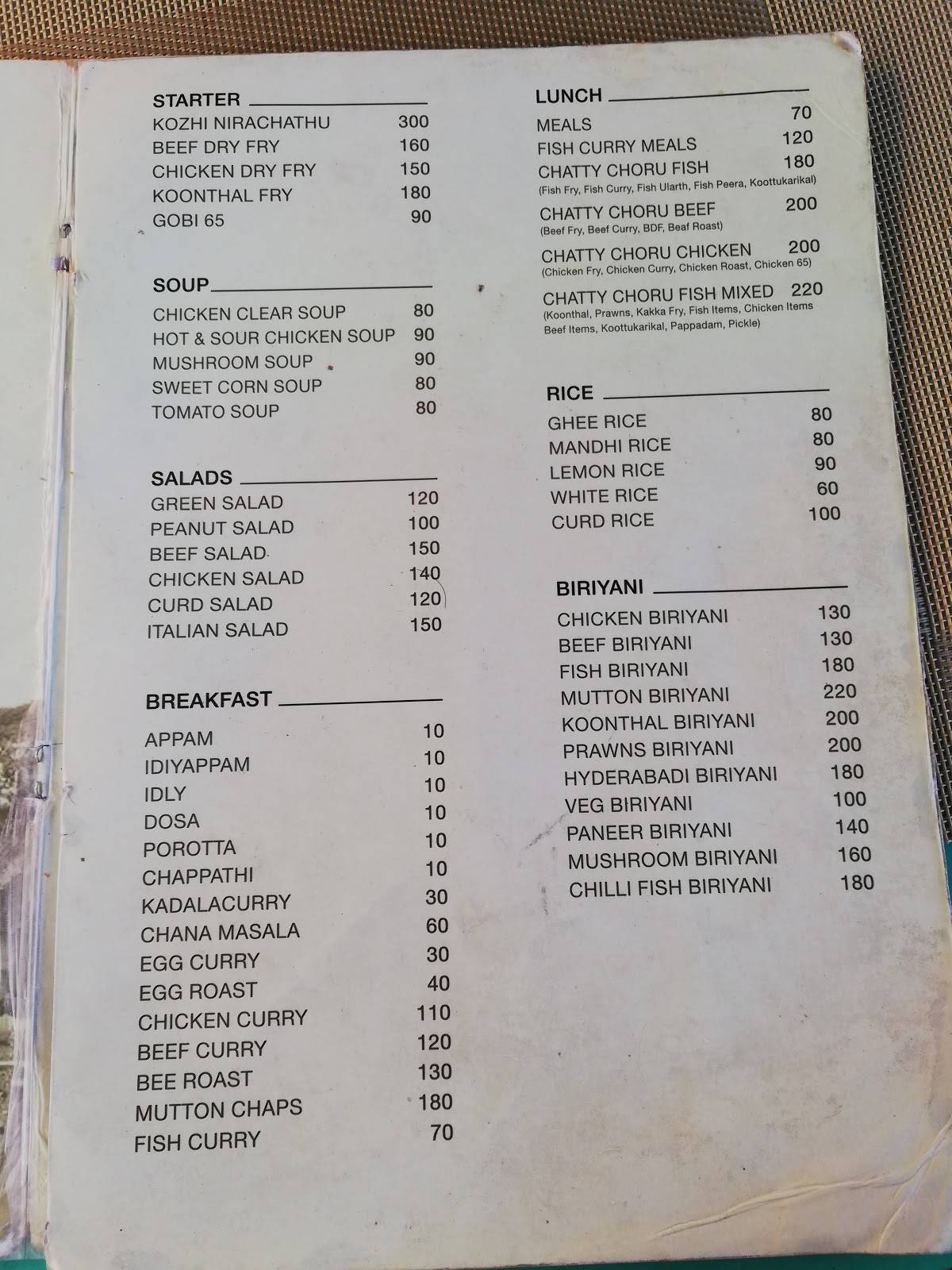 Menu at AL SAJ KITCHEN, Aluva, MINARVA GARDEN