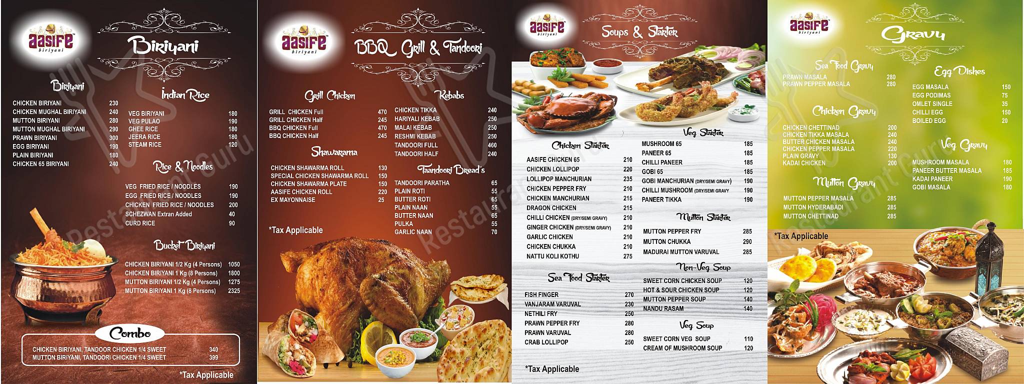 Aasife Biriyani menu