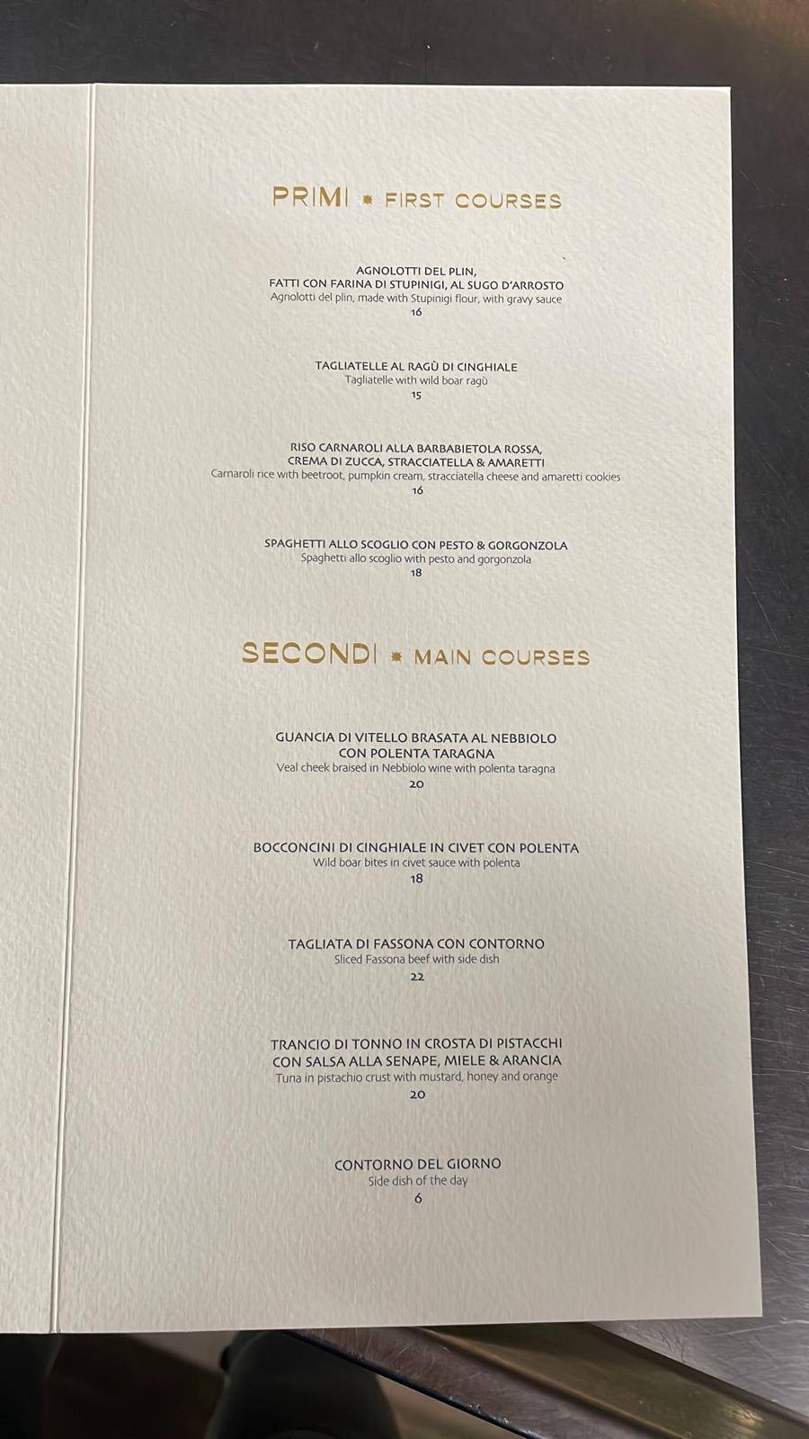 Menu di Al Portico Restaurant 