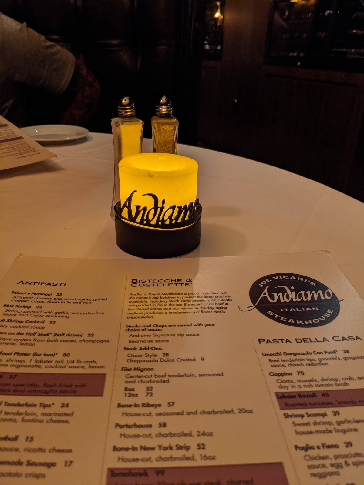 Menu at Andiamo Steakhouse, Las Vegas