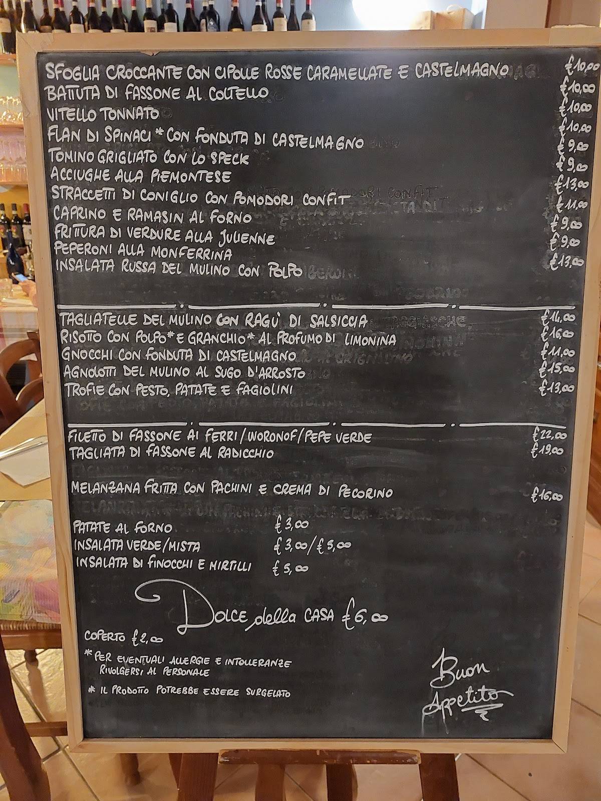 Menu di Antichi sapori del Mulino 