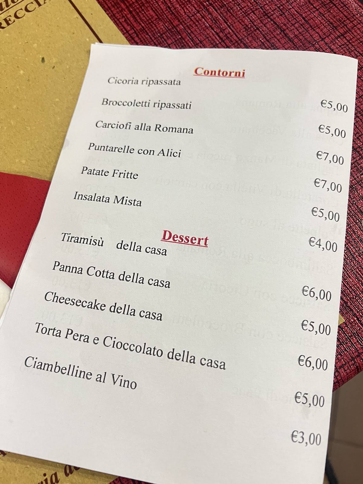 Menu di Ar Grottino der Traslocatore 