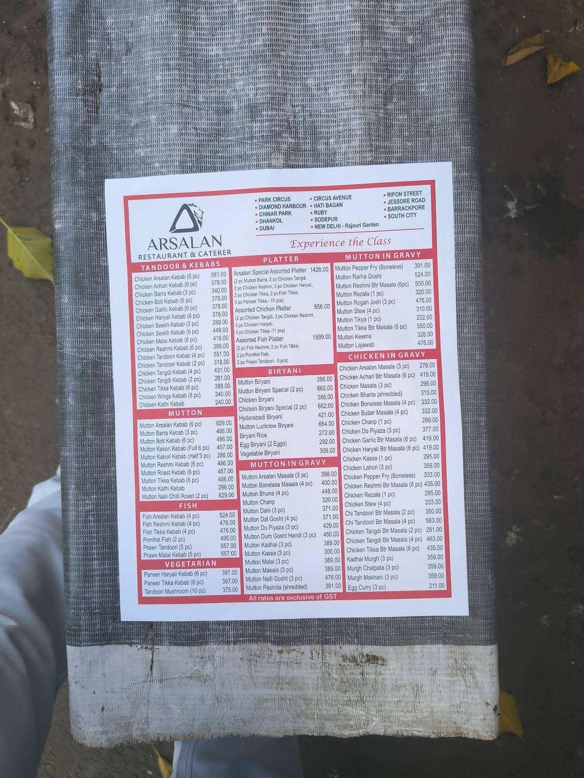 Arsalan Restaurant & Caterer menu
